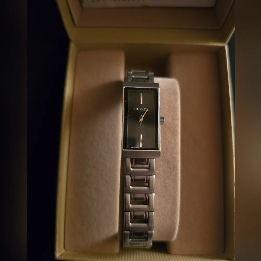 Citizen Black and Silver Rectangular Watch